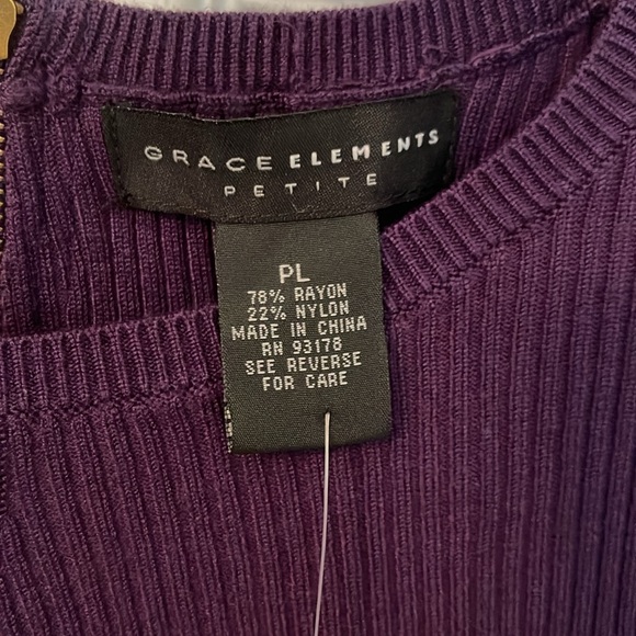 Purple Stretchy long sleeve top with Peplum bottom, PL, NWT - Picture 4 of 7